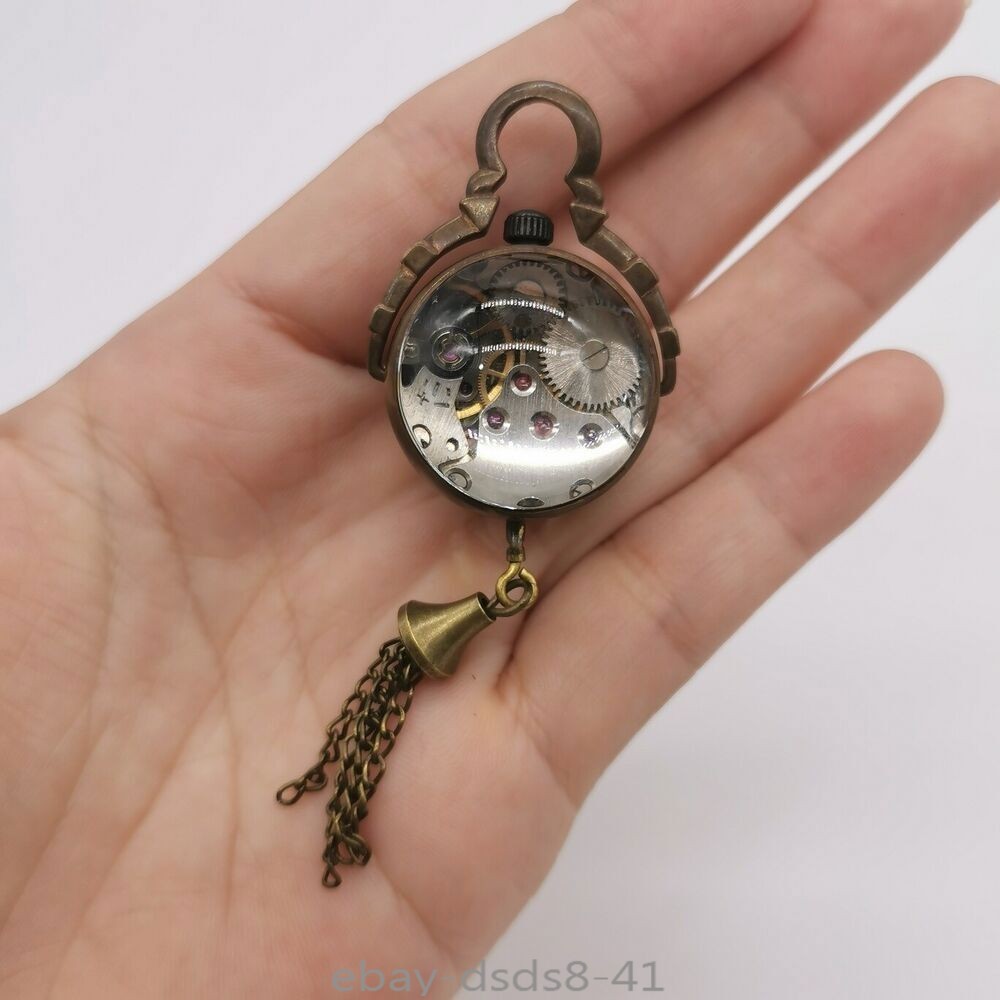 Bronze Crystal Ball Bell Mechanical Clock Table Pocket Watch