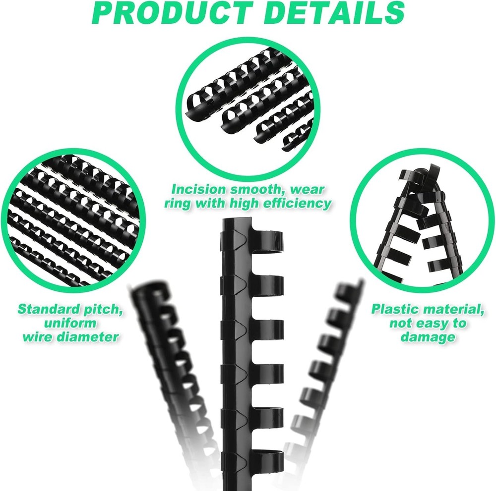 Versatile 150 Pack Binding Spines in Black - Perfect for Notebooks & Calendars