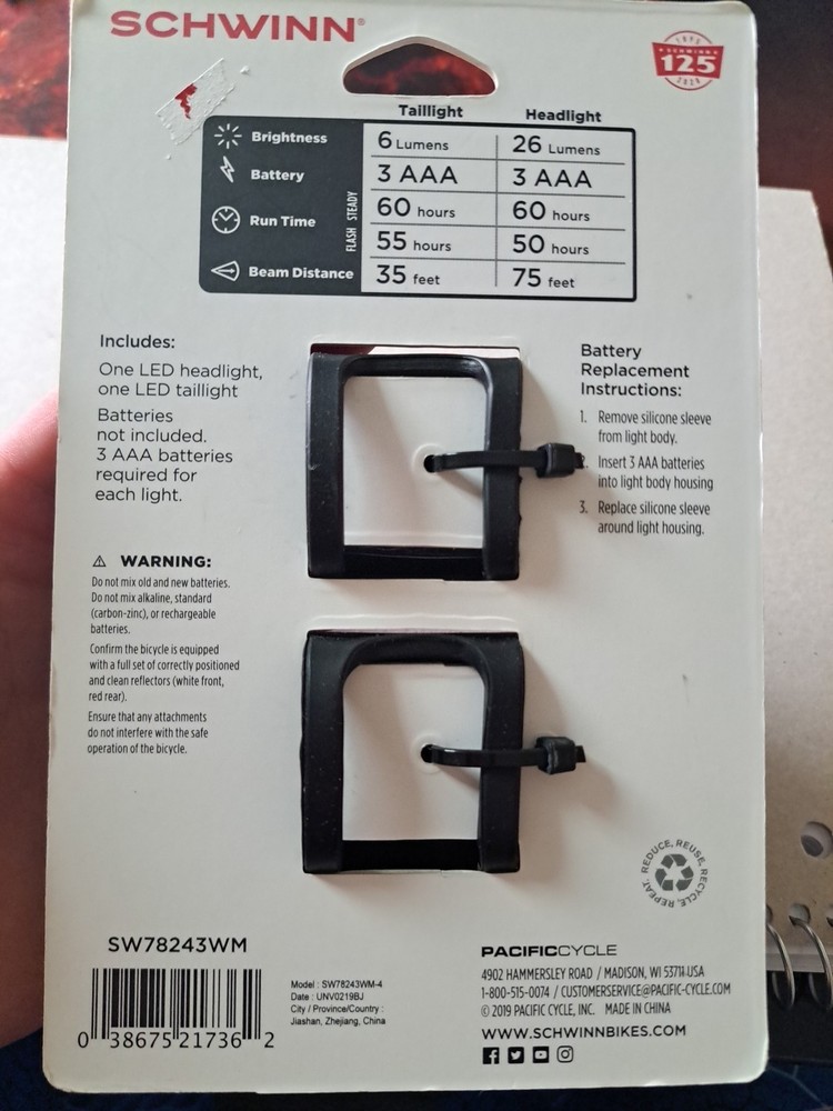 Schwinn Shift 26 Light Set For Bikes