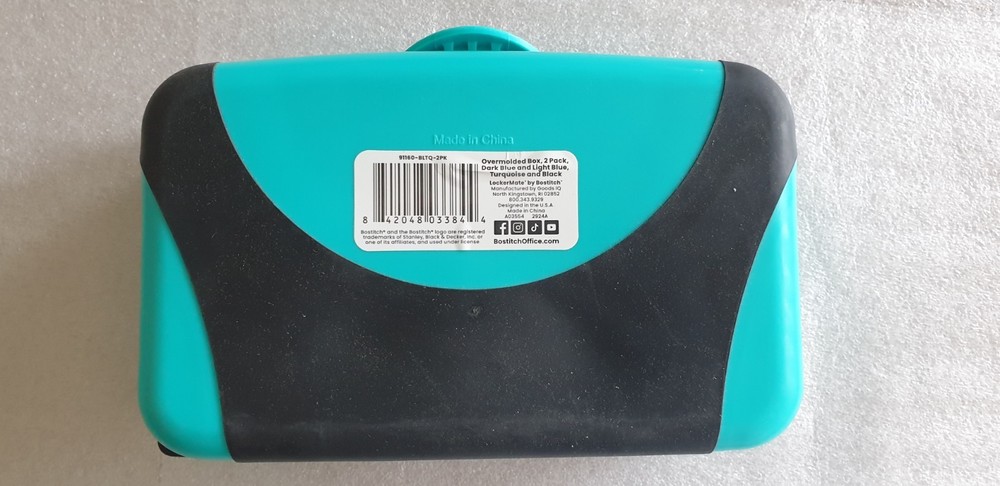 Lockermate by Bostitch Multi-Purpose Overmolded Box - Turquoise and Black