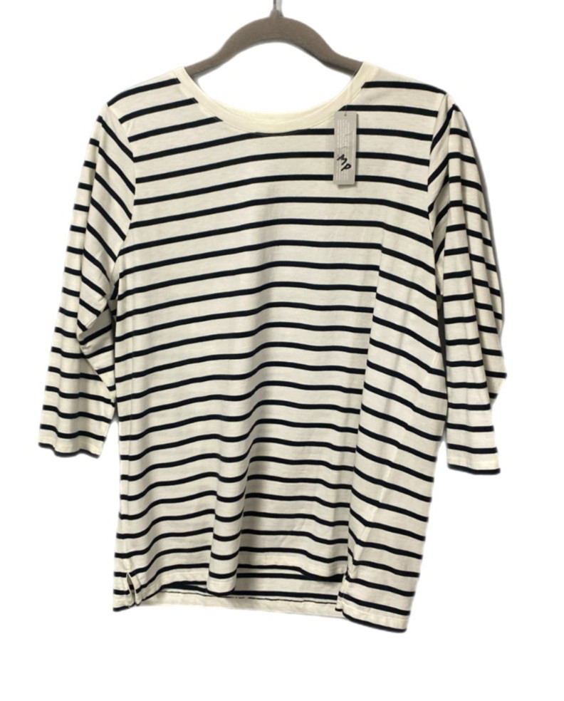 Lands End Womens Petite Top, Ivory/Black Stripe XSP, SP, MP, LP, NWT, SHIPS FREE