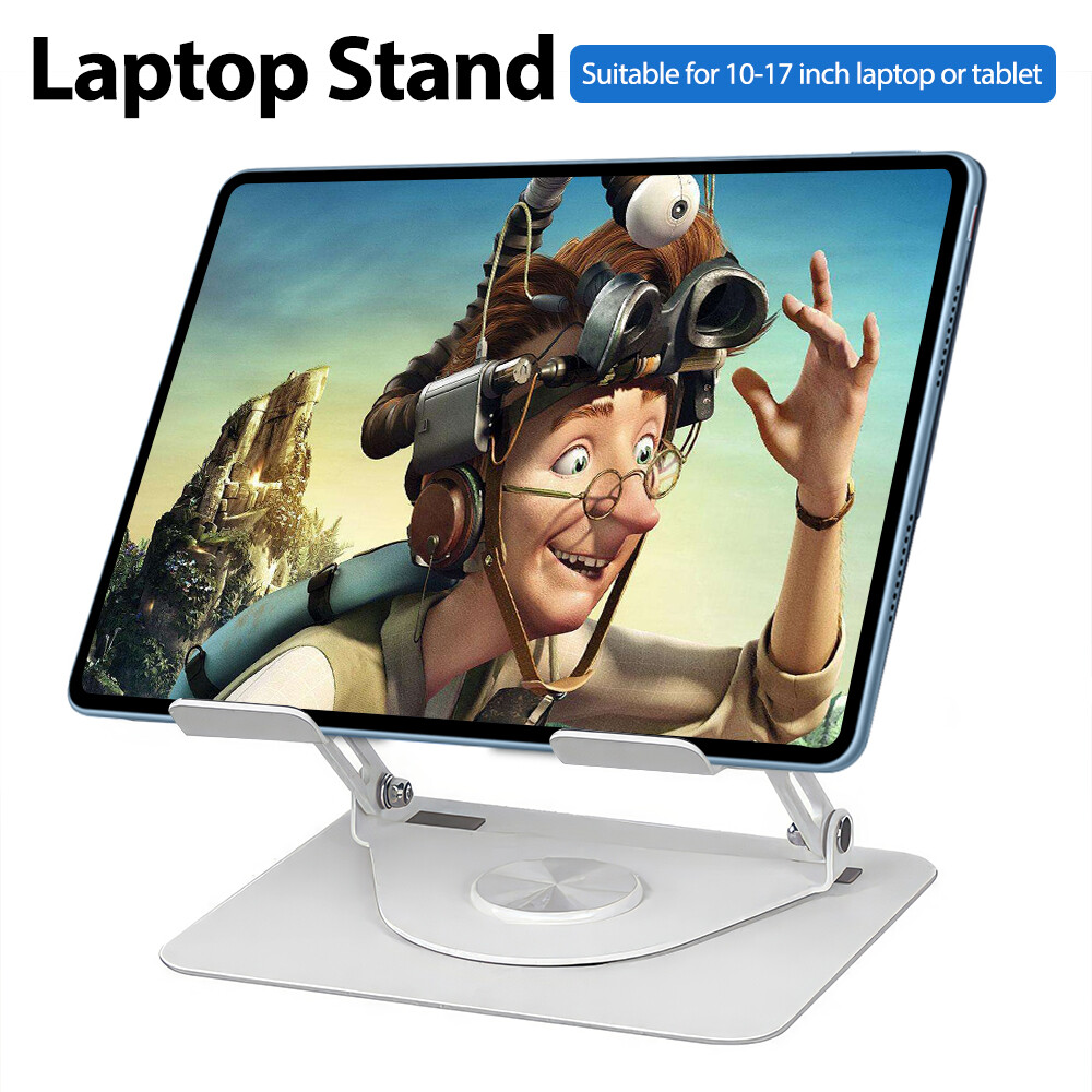 Ergonomic Foldable Laptop Riser Holder Stand Adjustable w/ 360° Rotating Bracket