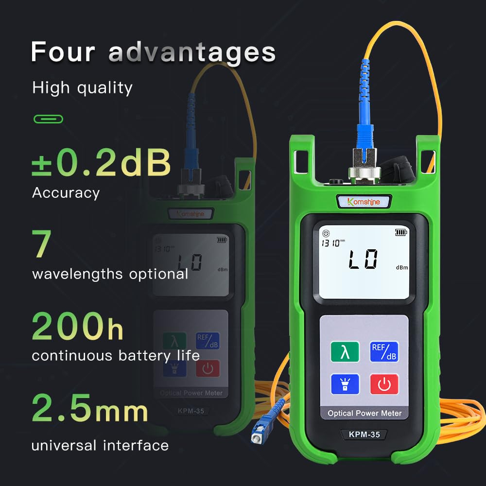 7-Wavelength Optic Fiber Power Meter & Light Source Kit, Self-Calibrating