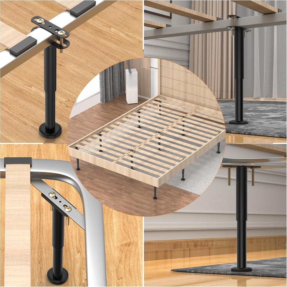 Adjustable Bed Support Legs 6 Pcs - Heavy Duty Metal