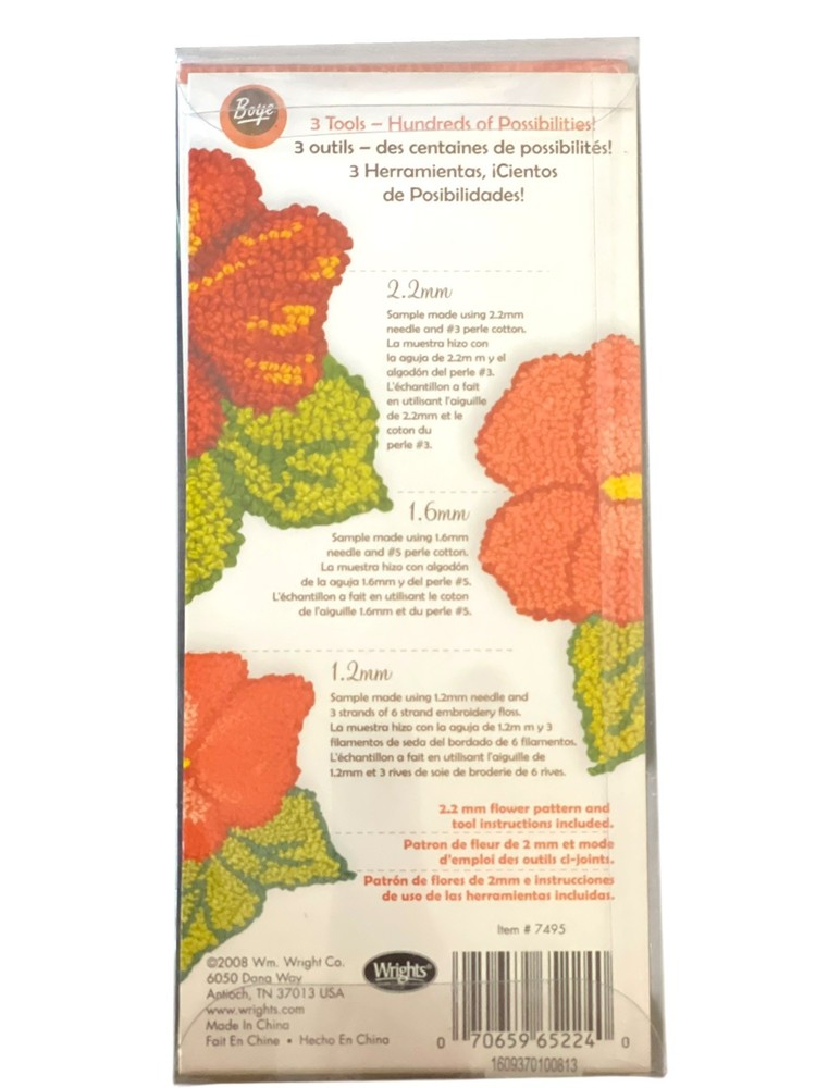 Boye Punchneedle Set Adjustable Length 5pc Embroidery Tool Kit 1.2-2.2mm