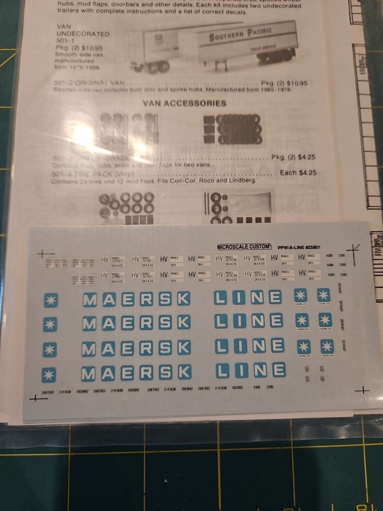 HO SCALE, A-LINE MAERSK CONTAINER DECALS