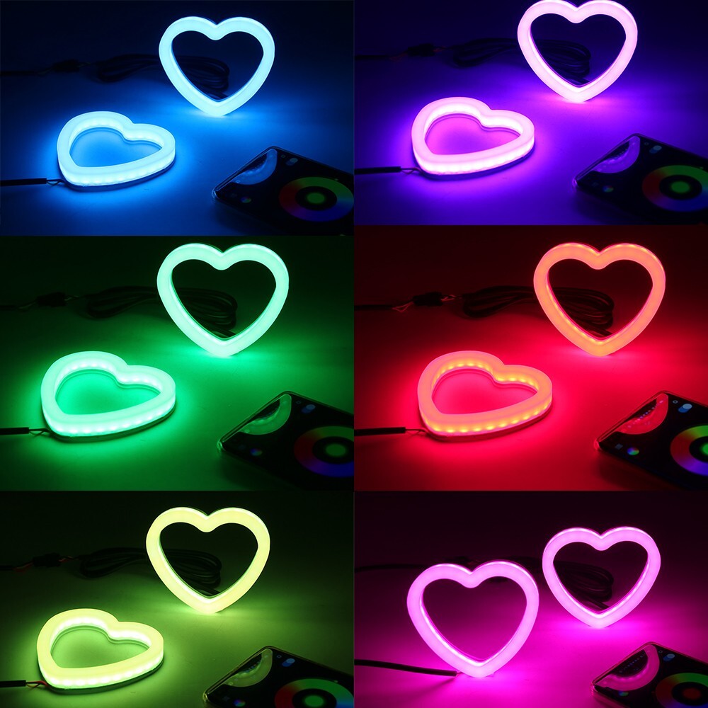 APP control Car RGB Heart LED Angel Eyes Halo Rings Headlight DRL Light Retrofit