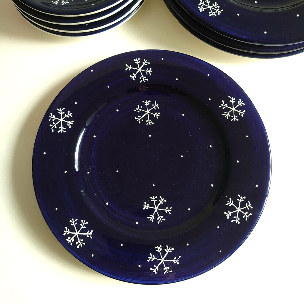 Hand-Painted Snowflake Design Table Service for 4 by KIC Brushes