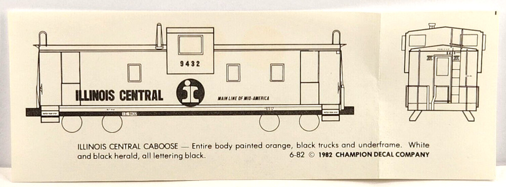 Champ HO Decals #HC-623 Illinois Central Caboose Split-Rail Herald
