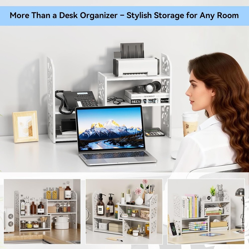 Modern Adjustable Desktop Shelf - Lightweight, Easy Assembly for Home & Office