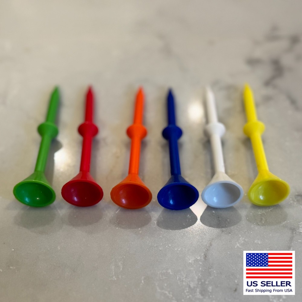 Martini Golf 3-1/4" Durable Plastic Step-Up Tees | Consistent Height | 6 Pack