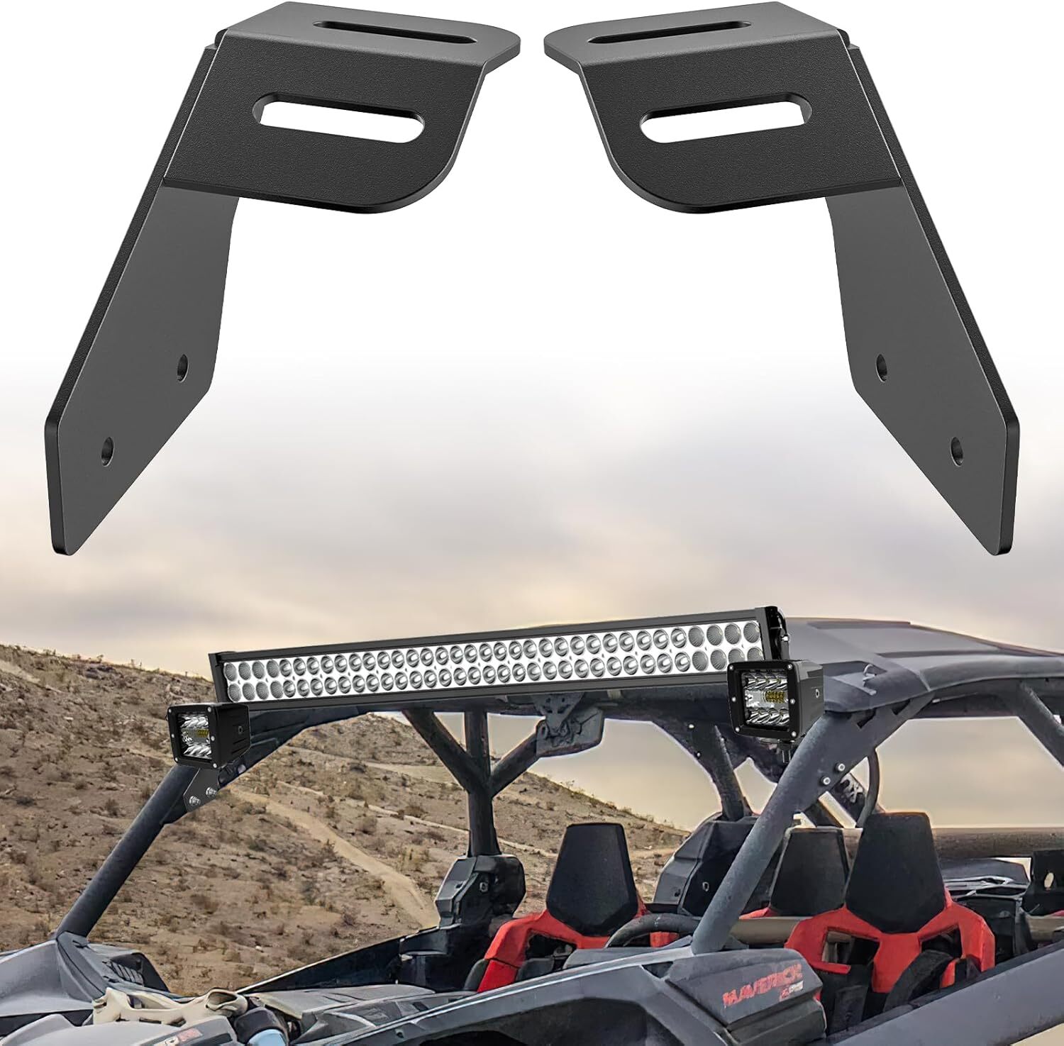 Nilight Mounting Brackets for 42-45 Inch LED Bars UTV Roof Upper Windshield