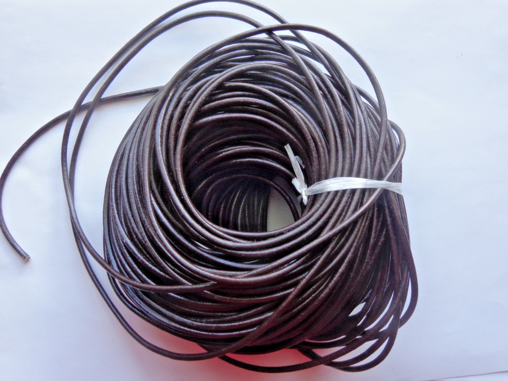 5 YARDS DARK BROWN GENIUNE LEATHER ROUND CORD 6mm