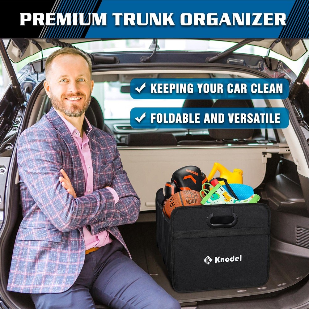 K KNODEL Car Trunk Organizer, Foldable Organizer for Car, Medium, Black