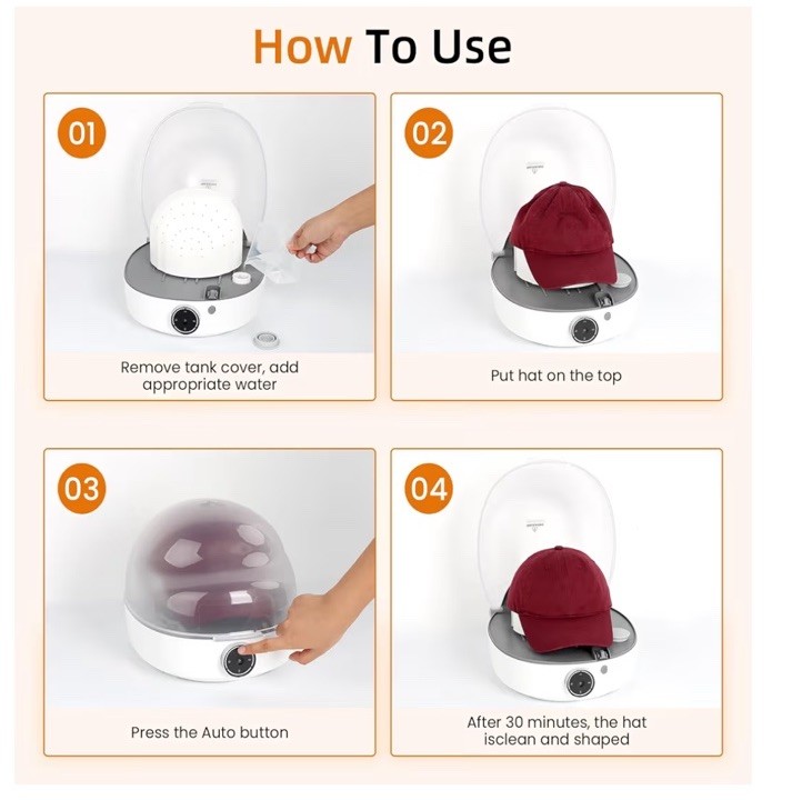Hat Shaper & Cap Cleaner – Steam, Iron & Dry for Baseball Caps & Bucket Hats