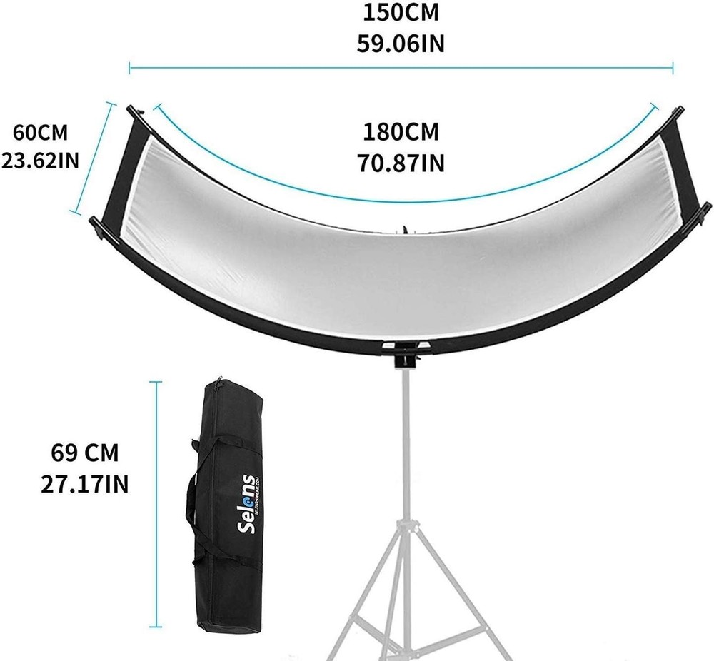 Curved Reflector Clamshell Light Reflector/Diffuser, 24x70 inches Photography...