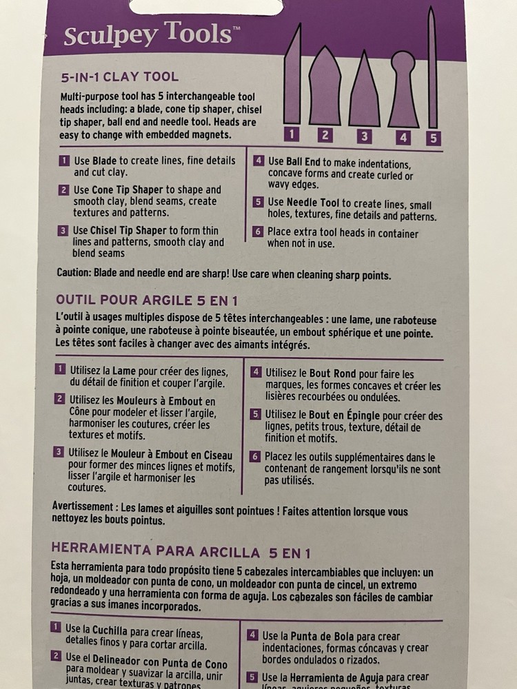 Sculpey 5-in-1 Tool: Handle with Interchangeable Tools Heads ~ ASCT01