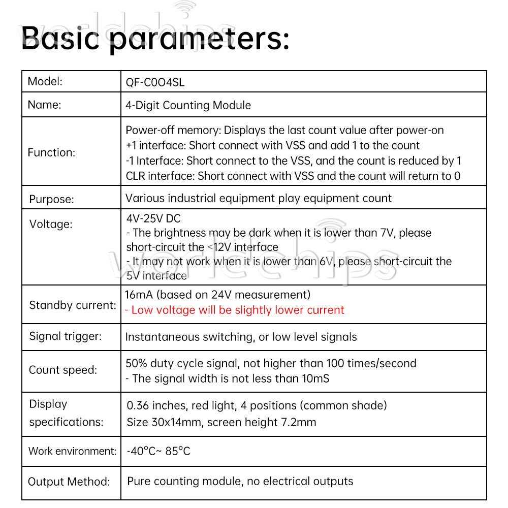 DC4-40V 0-9999 Electronic Digital Counter Module With Power Cut Memory Function