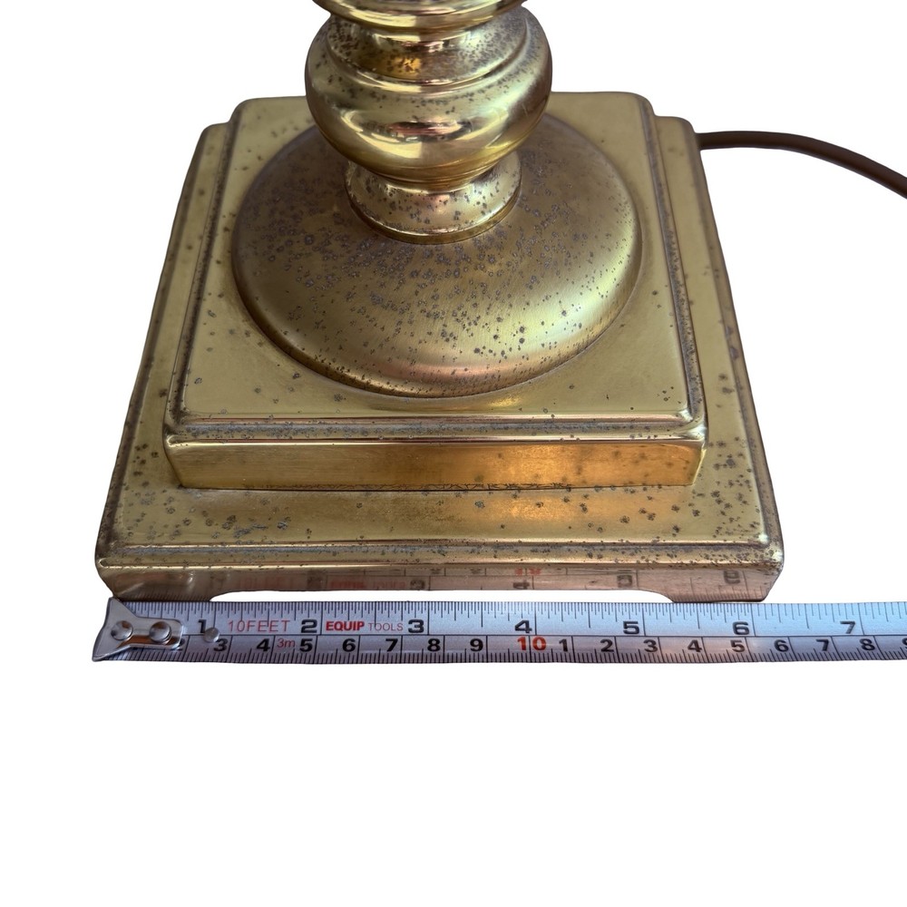 Vintage Brass Effect Table Lamp Base Column Fluted Heavy 48cm Classic
