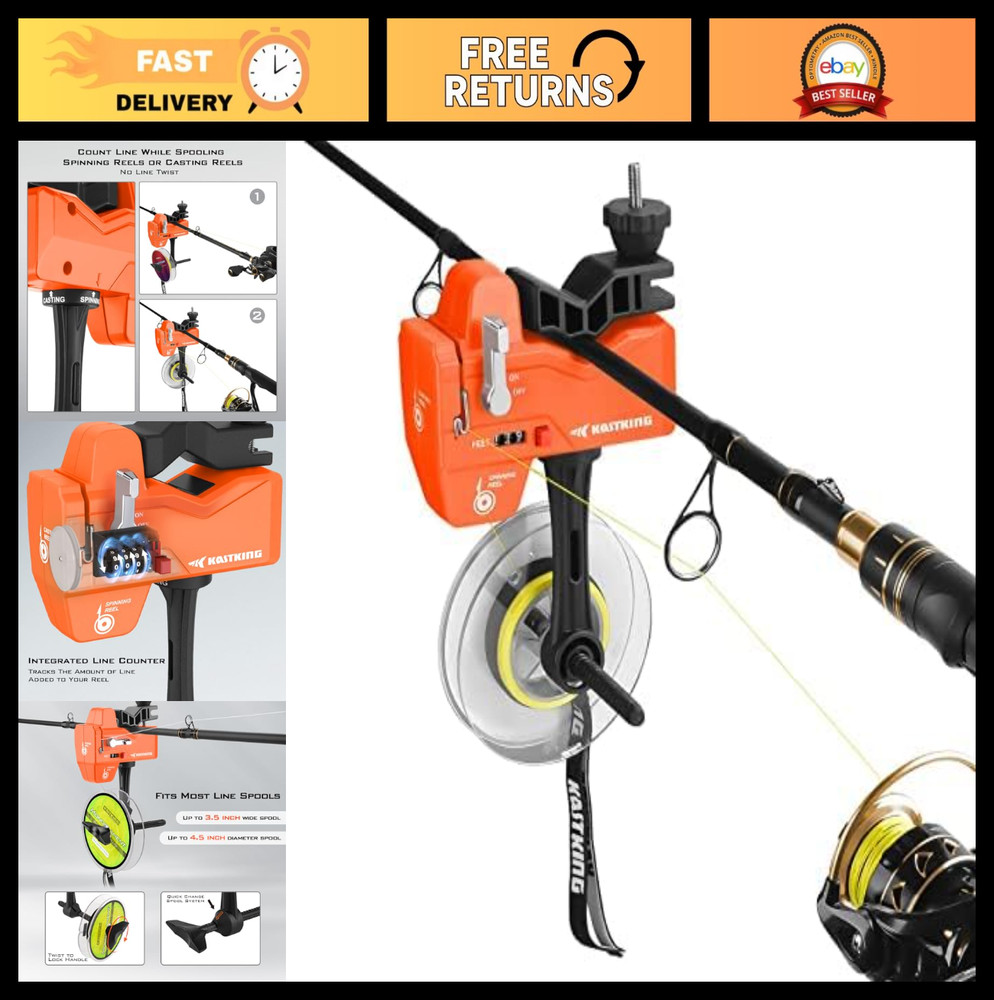 Fishing Line Spooler with Line Counter & Braid Scissors - Portable, Compact, No