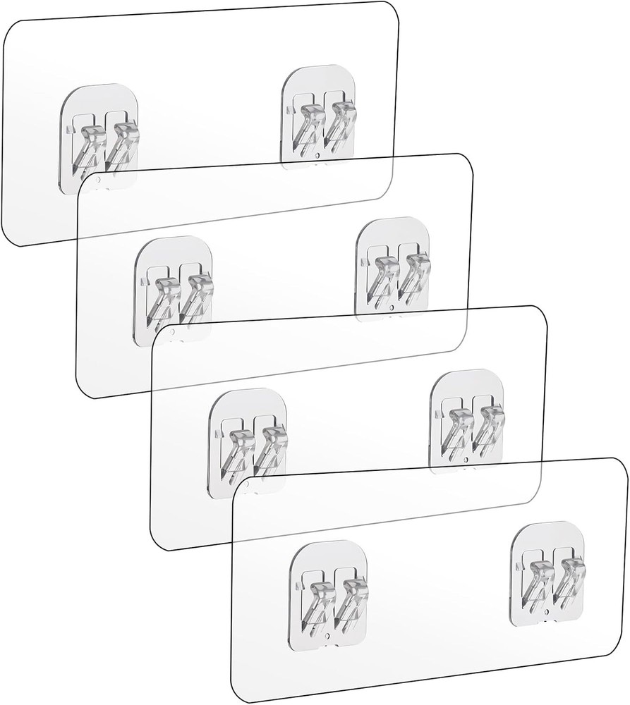 8 Pcs Shower Caddy Adhesive Replacement, Shower Adhesive Hooks Wall Hooks, Trans