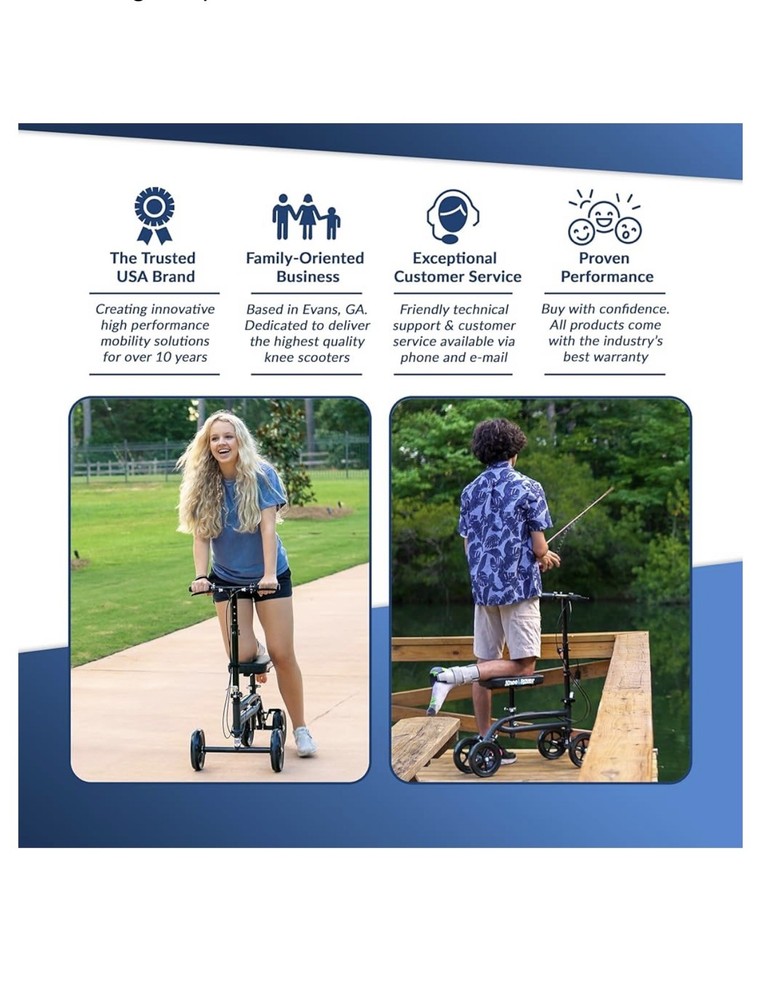 KneeRover Steerable Knee Walker Metallic Blue - Preowned-USED