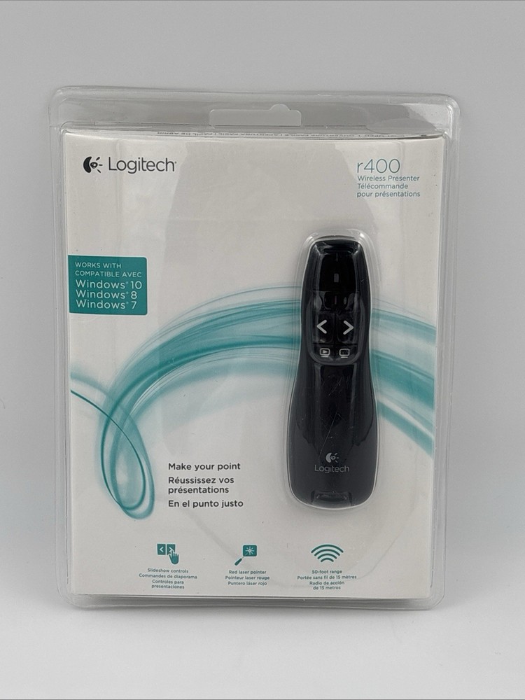 NEW SEALED Logitech R400 Wireless Presenter Red Laser Pointer Clicker Windows PC