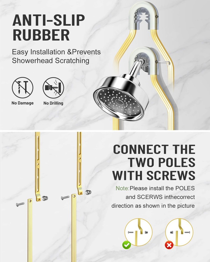 Adjustable Shower Caddy Hanging for Handheld Showerheads - Never Rust Shower ...