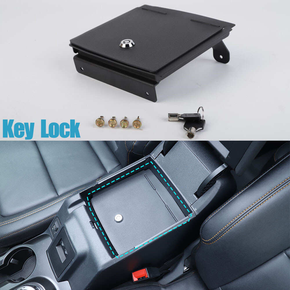Center Console Key Lock Safe Box Armrest Storage Case Bin For Ford Bronco 2021+