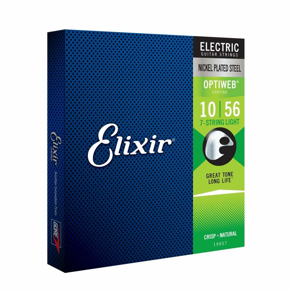 Elixir 19057 Optiweb Coating NPS Electric Guitar Strings, 7-String Light (10-56)