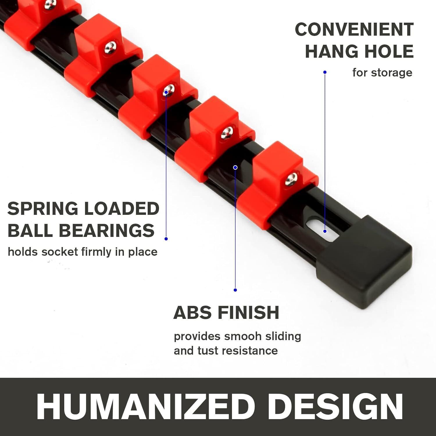 9PC ABS Socket Organizer 1/2 3/8 1/4 inch Drive Socket Rail Holders Wall Mount