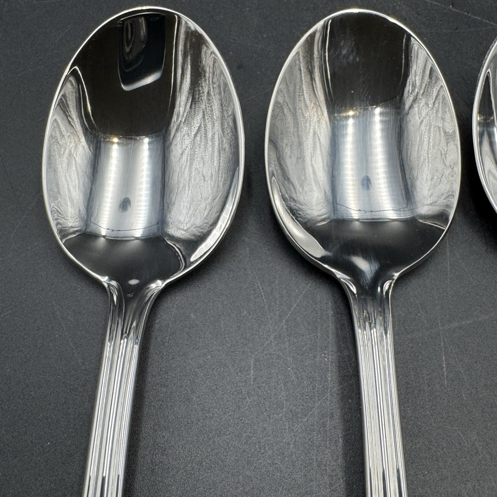 Pfaltzgraff TEA ROSE Stainless 6.5” Tablespoons Spoon Glossy Flatware 4 Pc READ
