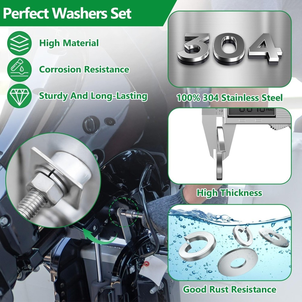 1147PCS Flat and Spring Lock Washers Assortment Kit, Metric Split Lock Washer...