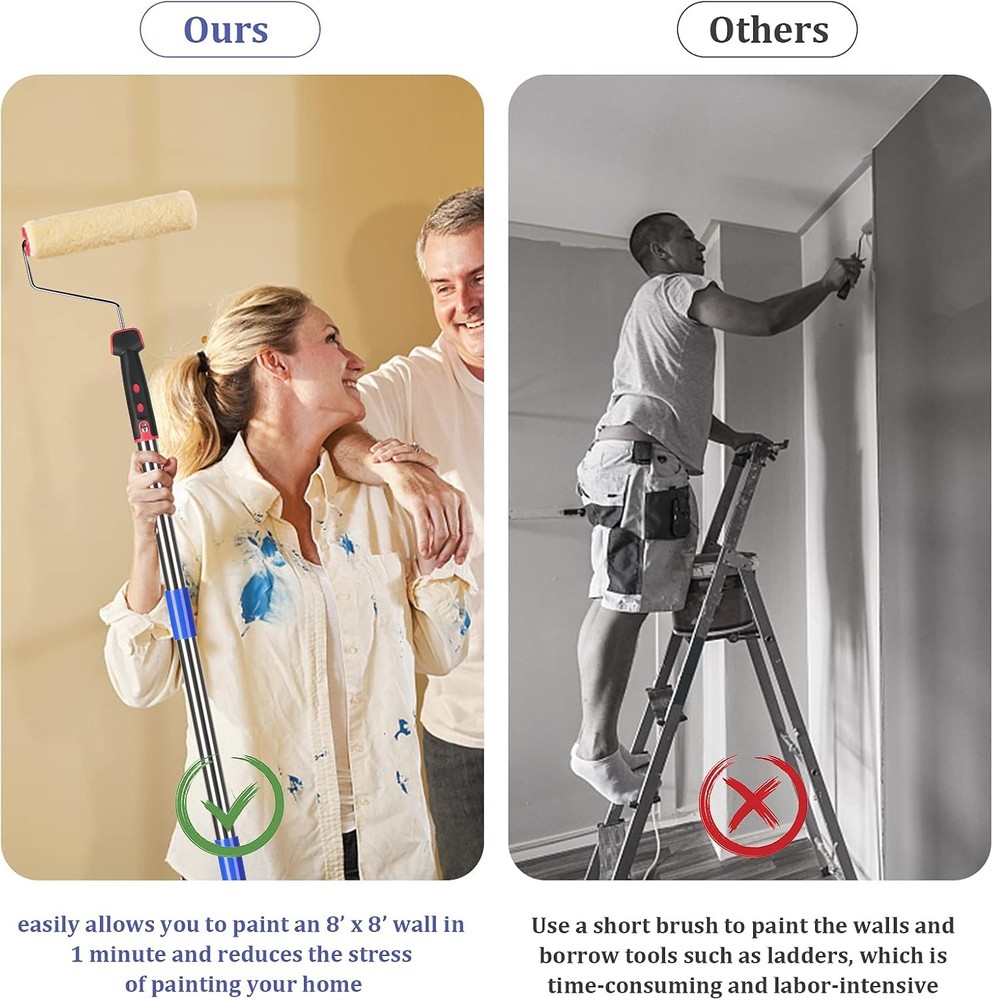 FLY HAWK Paint Roller,4 FT Brush kit Multi-Function Paint Roller kit with House