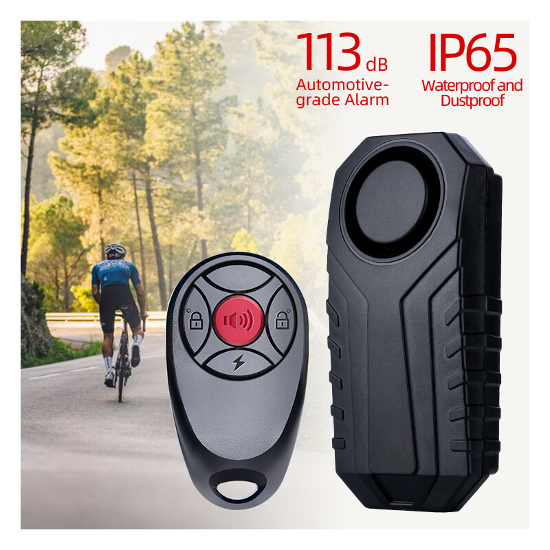 Bike Alarm, Remote Control, 113 dB, Loud, Adjustable Sensitivity, for Rolling