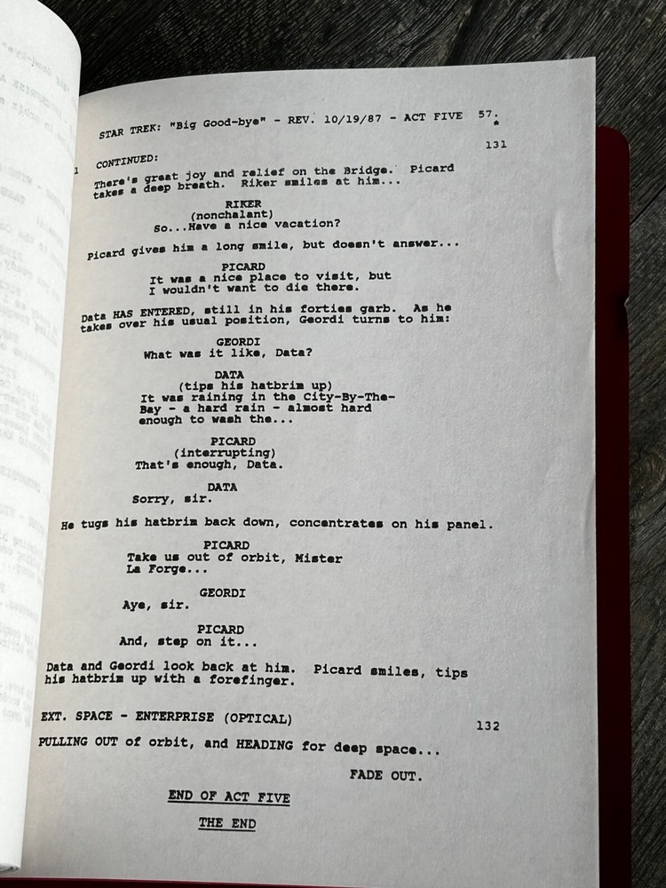 STAR TREK Script The Next Generation The Big Good-Bye Revised Final Draft 1987