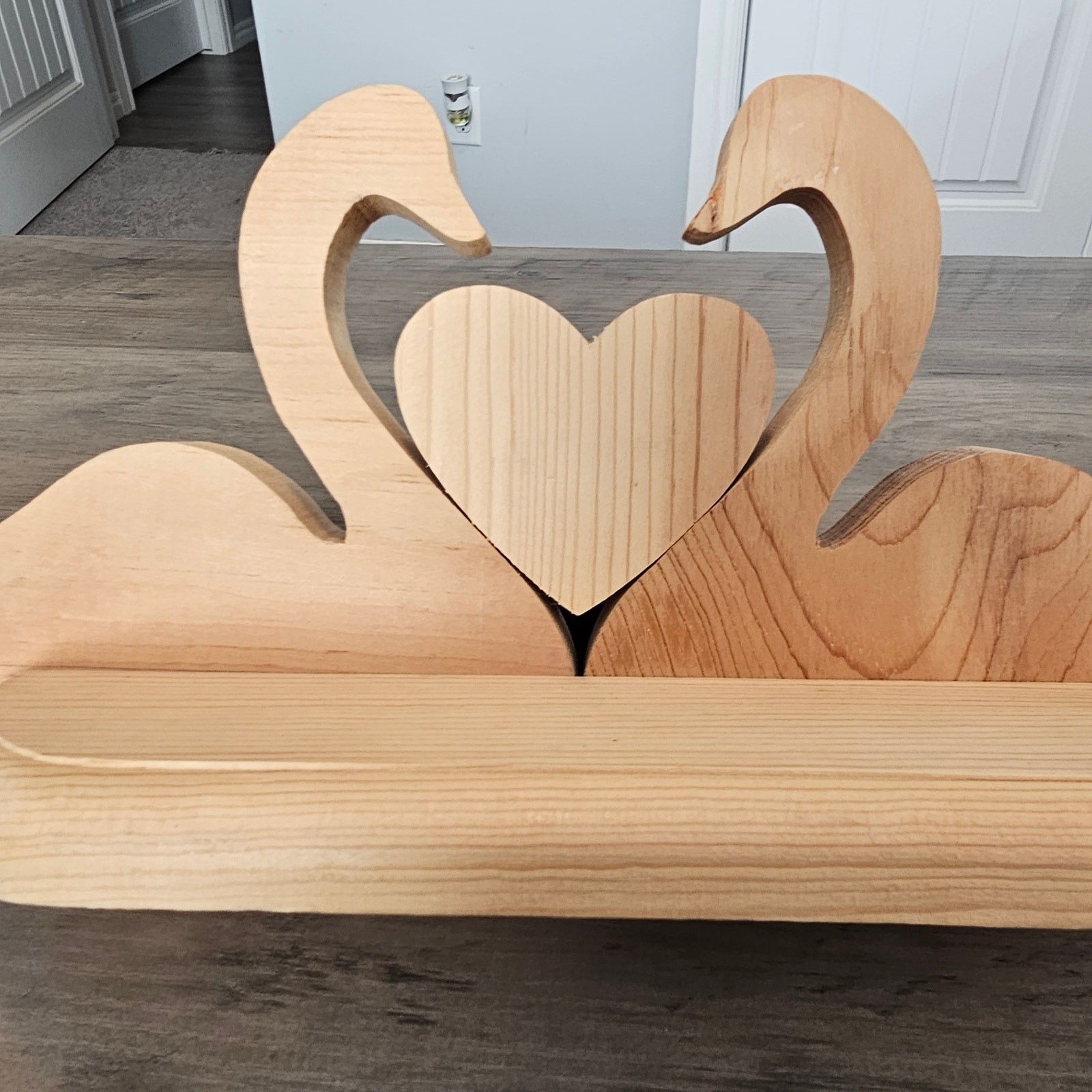 Vintage Wood Swan Shelf Wall Mount 90s Heart Cottage Coquette Decor Ducks Birds