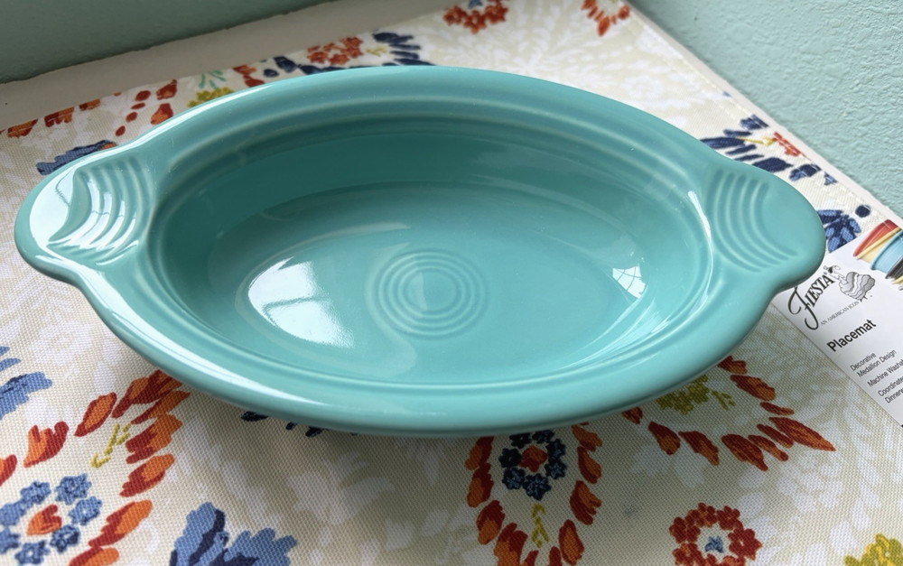 Fiesta  OVAL INDIVIDUAL CASSEROLE Baking Dish - 9"  TURQUOISE - *RETIRED*