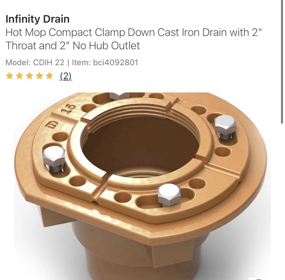 Infinity Drain CDIH 22 Hot Mop Compact Clamp Down Drain Cast Iron