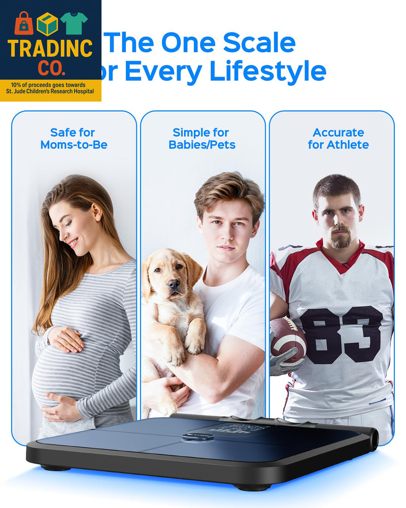 Smart Pod Scale for Full Body Composition, 8-Sensor Smart Analyzer Measures Fat,