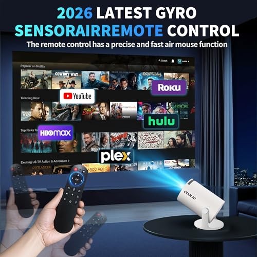 [Built-in Apps & 2026 Upgraded] Mini Projector Support 4K 1080P Auto White