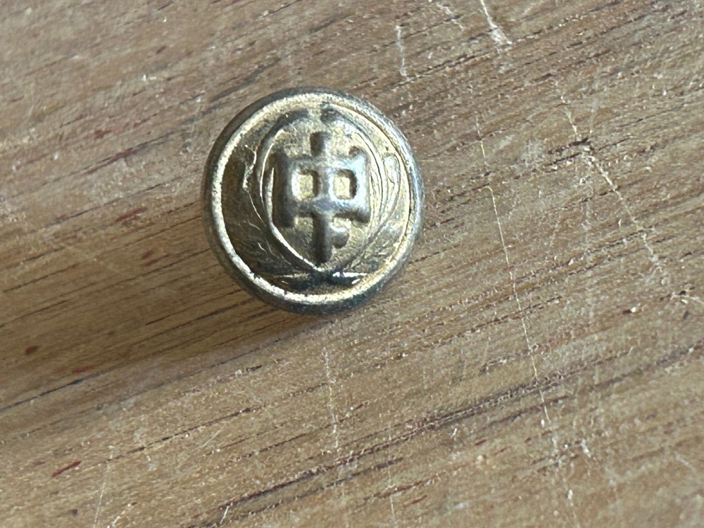 Unknown Symbol Uniform Button Asian? Unsure Mystery Help Small 1/2" Rough Vtg