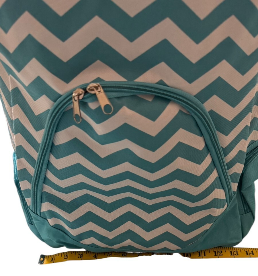 Backpack Turquoise Chevron Zigzag Print Lightweight Backpack Padded Straps New