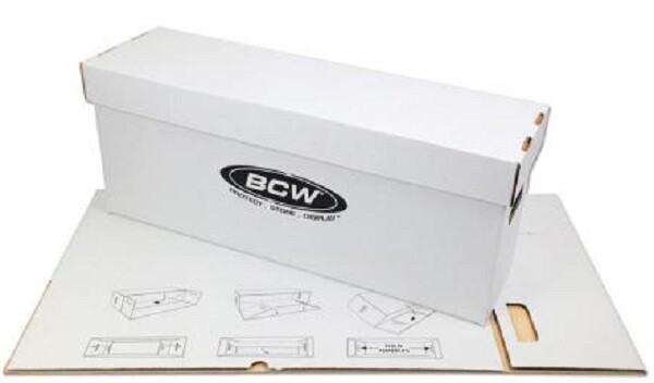 2 BCW Quality Long Comic Book Storage Boxes Thick & Stackable White Cardboard