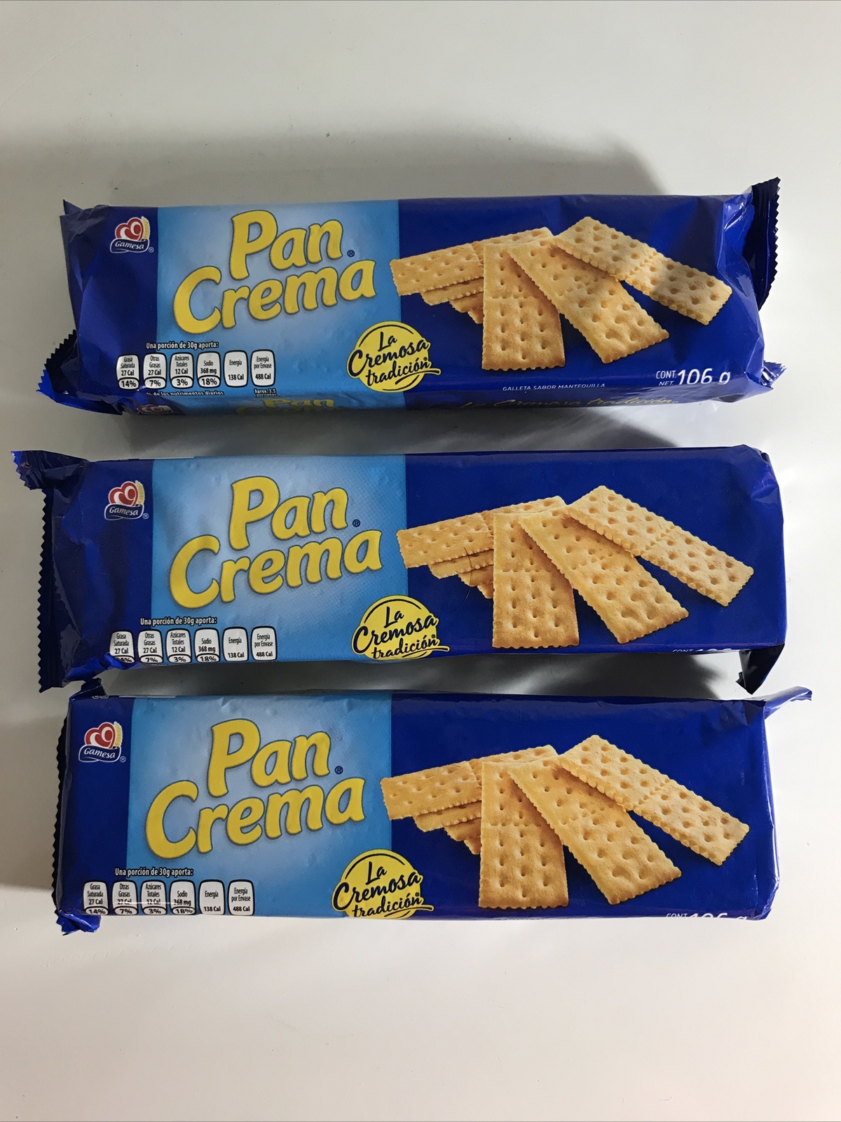 7-Pk Gamesa Pan Crema Galleta Mexican Cream Crackers 106g/3.73oz