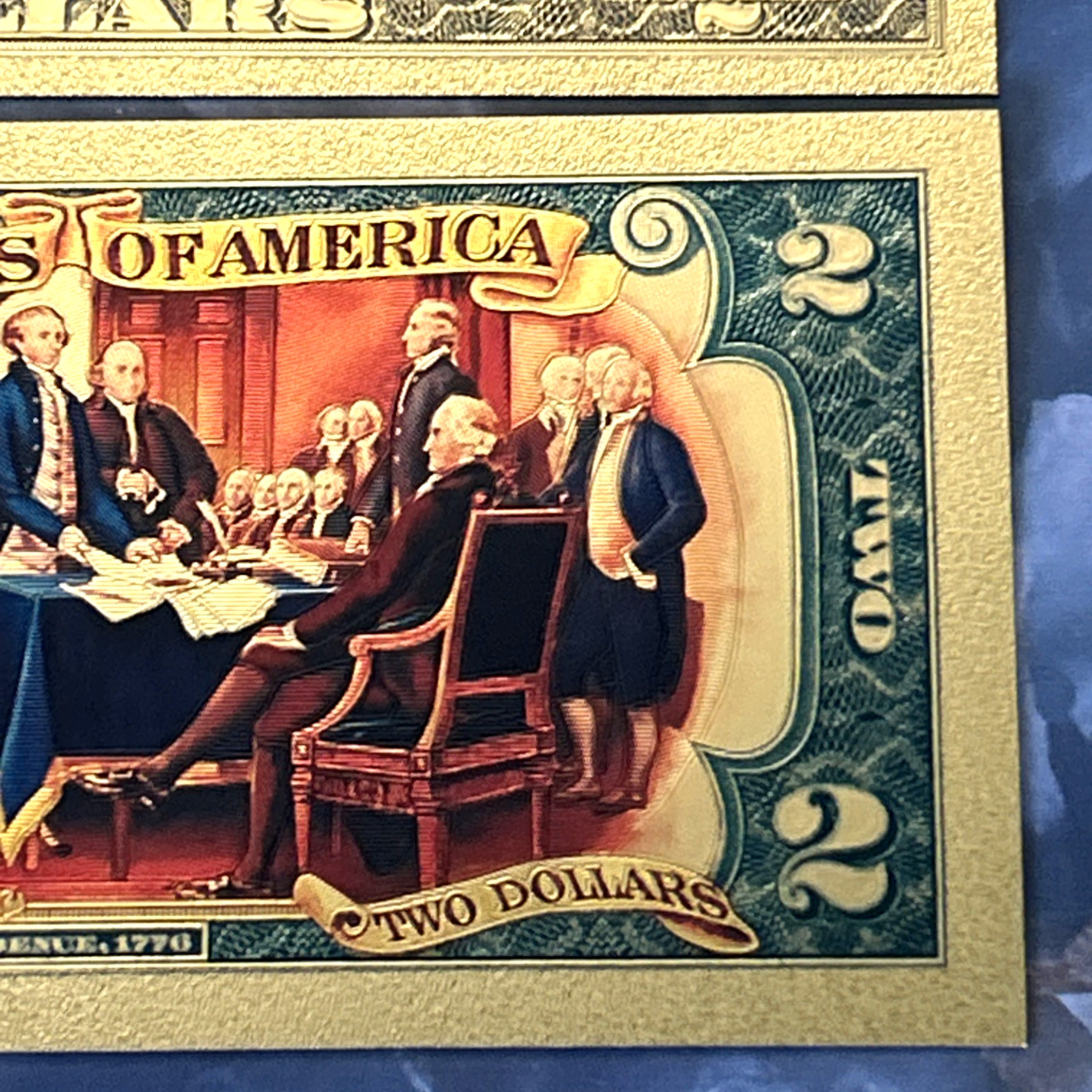 USA *250th Anniversary $2 Banknote 24K GOLD Plated Foil Rep. Collection Bill