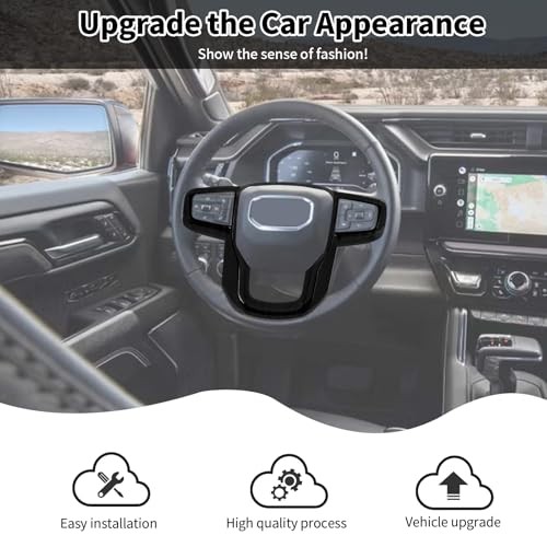 Steering Wheel Panel Cover Trim Compatible with 2019+ GMC Sierra Interior