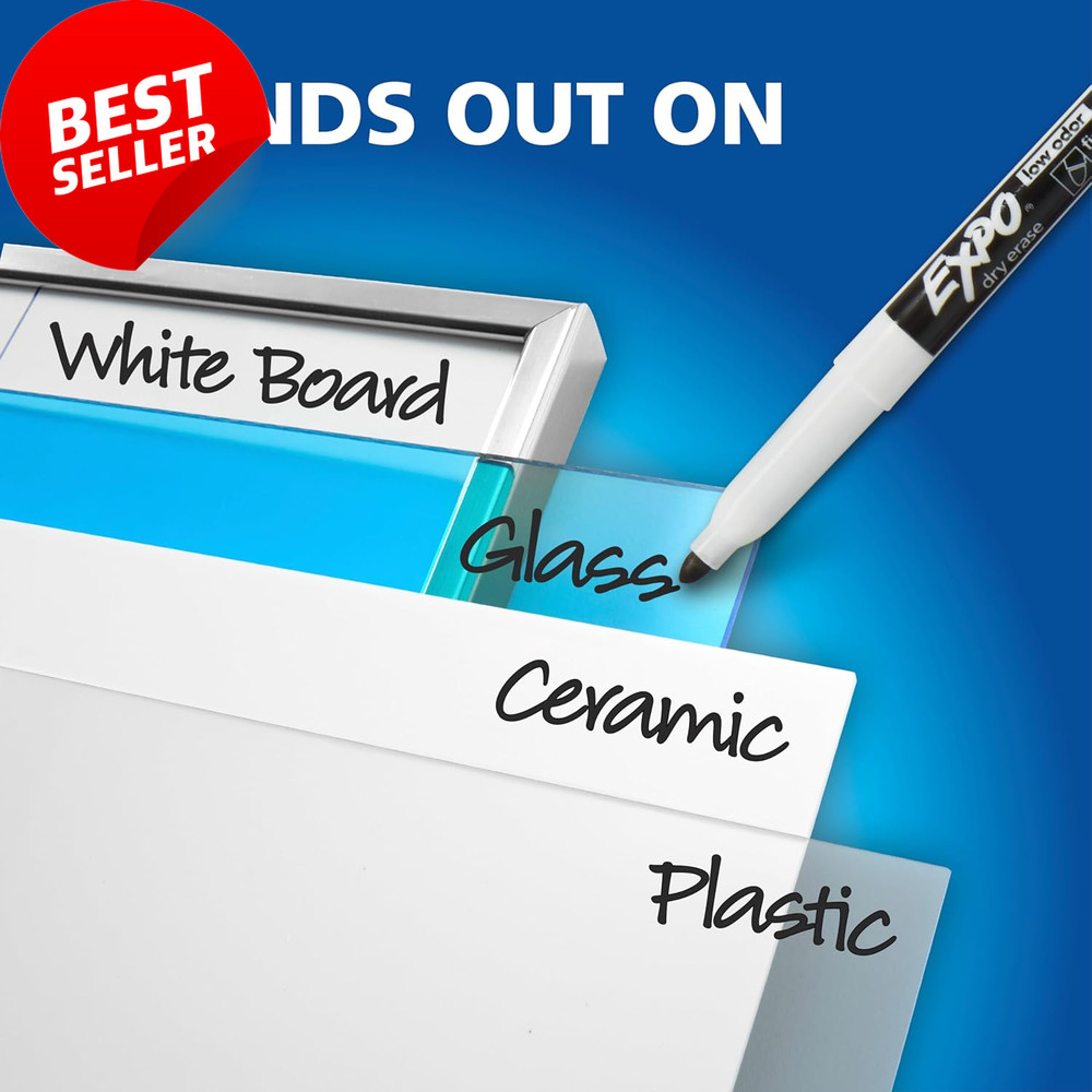 Low Odor Dry Erase Markers Fine Tip Black 4 Count