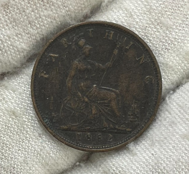 1882 H Great Britain Farthing Coin Great Condition