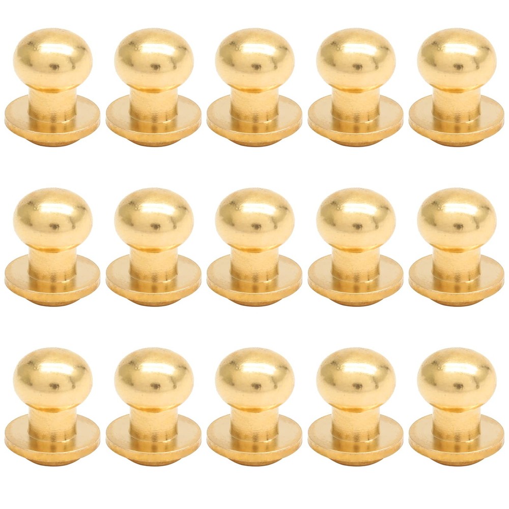 15Set 10mm Round Head Button Studs Solid Brass Button Screw DIY Decoration